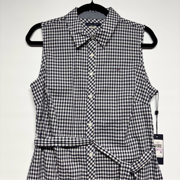 ✨Tommy Hilfiger Women's Gingham-Print Belted Woven Dress Size 6 - Picture 4 of 16